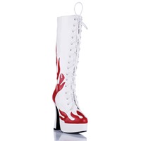 Electric Lingerie Shoes сапоги, белые 
С красными языками пламени