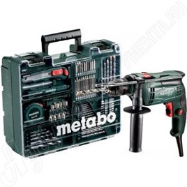 Дредь ударная SBE 650 с набором оснастки, 79 предметов, METABO, 600671870