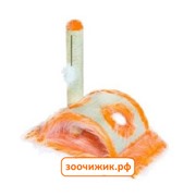 Домик-когтеточка (Zoo-M) "YETI Orange Мостик" разборный, (белый ковролин) (73*38*68)