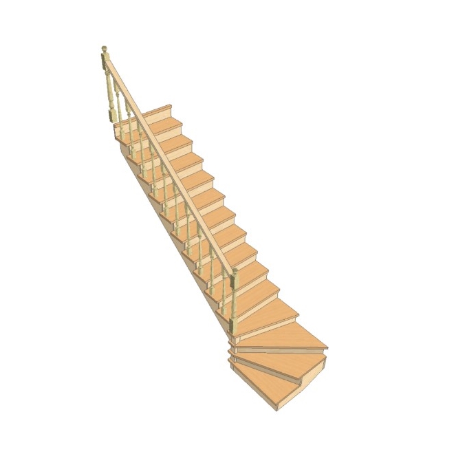 №2.1.2.0. Лестница с поворотом на 90 градусов, с забежными и прямыми ступенями
