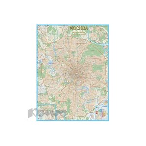 Настенная карта Москва с каждым домом, 1:21000 ламинированная