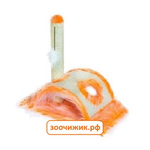 Домик-когтеточка (Zoo-M) "YETI Orange Мостик" разборный, (белый ковролин) (73*38*68)