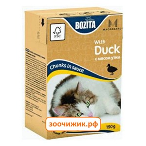 Консервы Bozita mini для кошек кусочки в соусе с утиным мясом (Tetra Pak) (190 гр)
