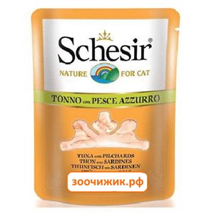 Влажный корм Schesir для кошек тунец+сардины (70 гр)