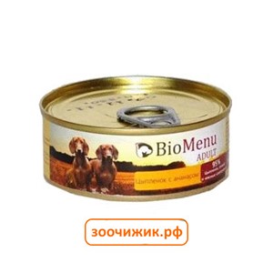 Консервы BioMenu Adult для собак цыплёнок+ананас (100 гр)