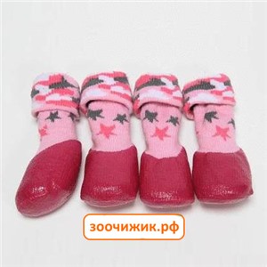Носки "Барбоски" XXS/0 c латексным покрытием на завязках розовые для собак