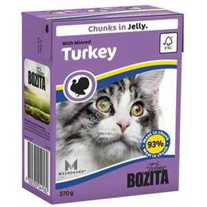 BOZITA Tetra Pak конс. 370 г Feline Minced Turkey -  кусочки в ЖЕЛЕ с рубленой  ИНДЕЙКОЙ (1x16)