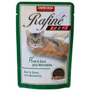 ANIMONDA RAFINE SOUPE ADULT конс. 100 гр. Коктейль из говядины, мяса гуся и сосисок для взрослых кошек (пауч)