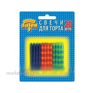 Свечи для торта Полосатые 8см 20шт. 1502-0863