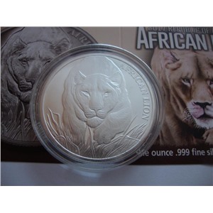 Чад 5000 франков 2017 Африканский лев СЕРЕБРО