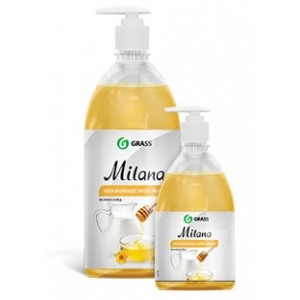 Жидкое крем-мыло MILANA молоко и мед 1л с дозатором