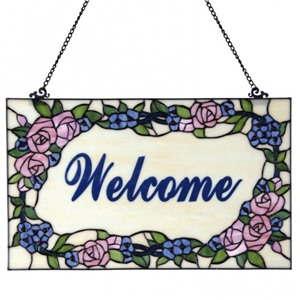   Витражная панель Tiffany Welcome 54*32 cm