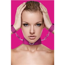Розовый ошейник с наручниками Collar with Cuffs