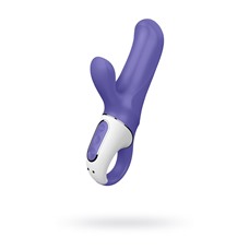 Фиолетовый вибратор Magic Bunny с клиторальным отростком - 17,6 см.