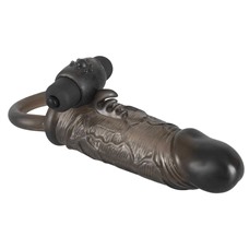 Вибронасадка на пенис с кольцом для мошонки Rebel Extension, 16 см