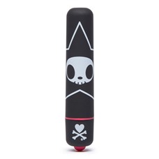Чёрная вибропуля с черепушкой MINI BULLET VIBRATOR STAR
