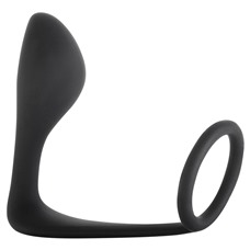 Мужской анальный стимулятор с кольцом на пенис Button Anal Plug Black 4216-01Lola