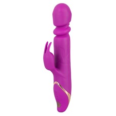 Фиолетовый вибратор с клиторальным стимулятором Julie Lovetoys - 21,5 см.