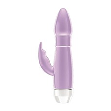 Фиолетовый вибратор Loraine со стимулятором клитора - 16,2 см.