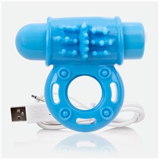 Голубое перезаряжаемое эрекционное виброкольцо CHARGED O WOW RING