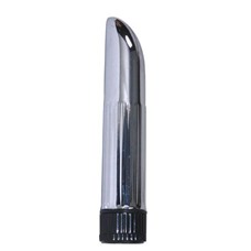 Гладкий серебристый вибратор Lady finger - 14 см.