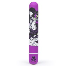 Фиолетовый вибратор с принтом CLASSIC VIBRATOR PURPLE SNAKE WOMAN - 18,4 см.