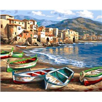Картина для рисования по номерам "Лодки на берегу" арт. GX 4812 m