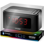 Портативная акустика Ginzzu GM-881B 3W, черный. BT-Колонка/LCD/USB/SD/AUX/FM/часы