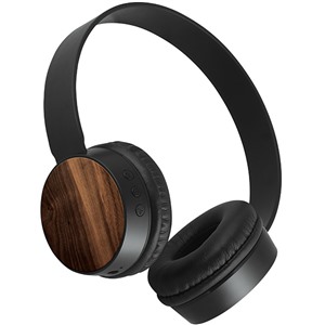 Bluetooth наушники Qumo BT-0022 Woody черный, вставки под дерево, накладные