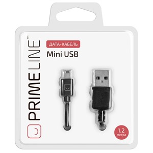 Кабель Prime Line (7203) mini USB черный 1.2 м