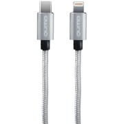 Кабель Qumo (23738) USB-C - Apple 8-pin MFI серебро, нейлон, 2.4A, 1м