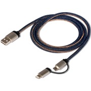 Кабель DF uJeans-01 2 в 1 Apple 8-pin/micro USB (dark blue) 1.2 м