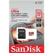 Карта памяти MicroSDHC 32 Gb SanDisk Ultra 80Mb/s  SDSQUNS-032G-GN3MA