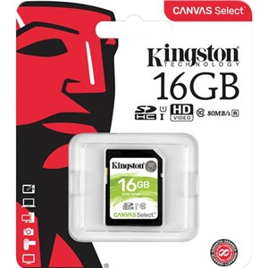 Карта памяти SDHC 16 Gb Kingston class 10 80Mb/s Canvas Select / SDS/16GB