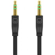 Кабель Prime Line (7001) AUX 3.5мм-3.5мм черный, плоский, 1м