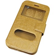 Чехол Book-case 5,0", золото тех. упаковка (с окном, и силиконовой вставкой для телефонов)
