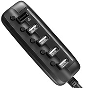 Авто З/У Ginzzu (GA-4514UB) 40вт - 5V, 9V, 12V* 5 USB + удлинитель 1м