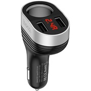 Авто З/У Hoco Z29, 2 USB, 2.4A, display, черный