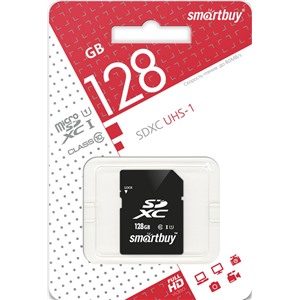 Карта памяти SDXC_128 Gb SmartBuy class 10 U1 SB128GBSDXC10