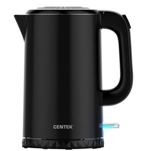 Чайник CENTEK CT-0020 черный 2200Вт, 1,7 л, металл, двойные стенки