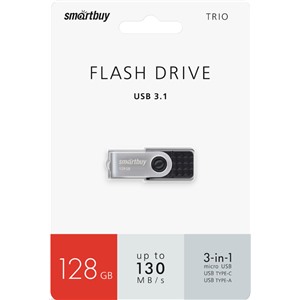 USB флеш накопитель_128 Gb SmartBuy TRIO 3-in-1 OTG USB Type-A+USB Type-C+micro USB/ SB128GBTRIO