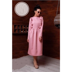 Платье барби рюши спереди pink KH110