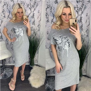 Платье SIZE PLUS серебряный цветок grey IN