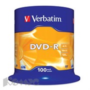 Носители информации Verbatim DVD-R 4,7GB 16х CB/100 43549