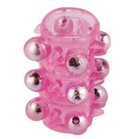Toyfa насадка, 5 см, розовая 
Сквозная, с шариками и шипами