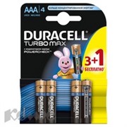 Батарея DURACELL ААA/LR03-4BL TURBO Max 3шт+1 бесплатно бл/4