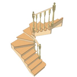 №3.1.1.4. Лестница с разворотом на 180 градусов, с забежными ступенями, интернет-магазин Sportcoast.ru