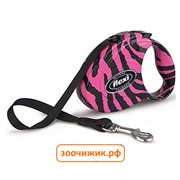 Рулетка Flexi "Fashion Small Zebra Pink" для собак ремень 3м до 12кг