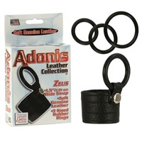 California Exotic Adonis Leather Collection
Сбруя на пенис с петлей для мошонки и три эрекционных кольца