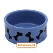 Миска GLG керамическая "Косточки" синяя вогнутая, d=13 см